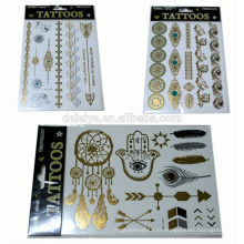 non-toxic tattoo sticker,hot metallic waterproof temporary tattoo sticker,golden temporary tattoo